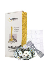 Kerzendochte 100 Stück aus Hanf mit Bienenwachs Mantel und Standfuß , 100 Stück - Ø 1.7 mm Länge 21 cm