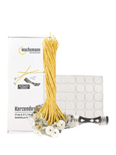 Kerzendochte 100 Stück aus Hanf mit Bienenwachs Mantel und Standfuß , 100 Stück - Ø 1.7 mm Länge 21 cm
