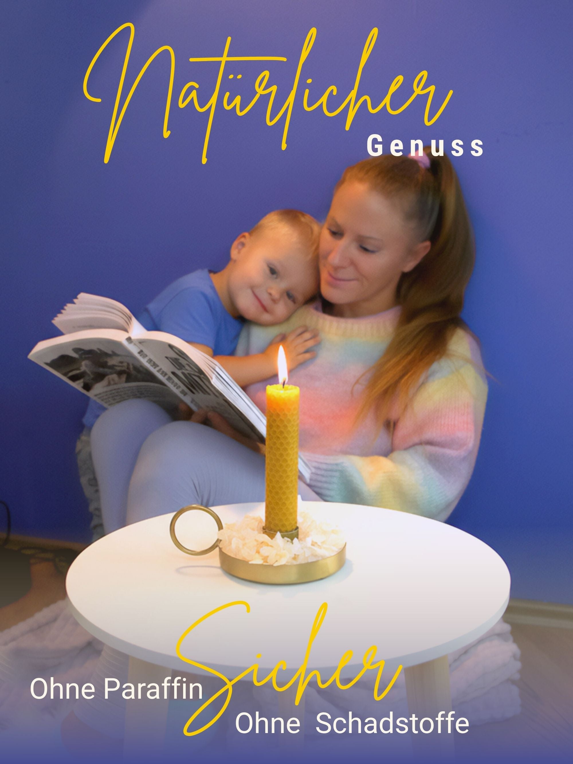 Stabkerzen, 12er-Set, 100 % Bienenwachs, handgerollt , Gelb