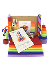Kerzen Bastelset Rainbow – 18 farbige Bienenwachsplatten in Regenbogenfarben mit Hanfdochten ,