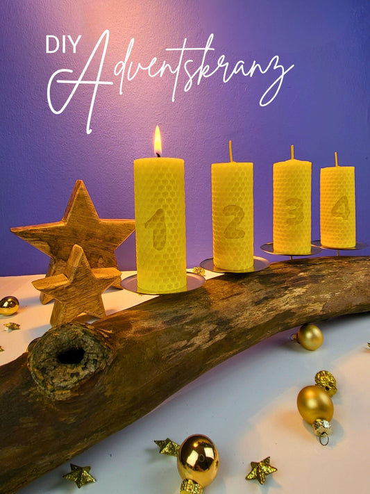 Bienenwachs Stumpenkerze selber rollen, Adventskranz, Weihnachten und für Dein Zuhasue