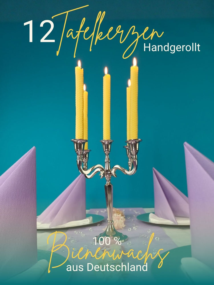 12er Set Stabkerzen aus Bienenwachs, Tafelkerzen, Bienenwachskerzen