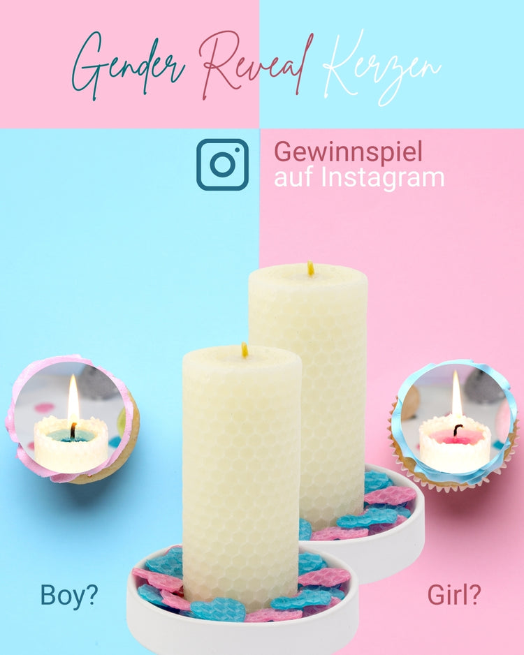 Babyshower Gender Reveal Kerze Bienenwachs Geschenk Mädchen Junge