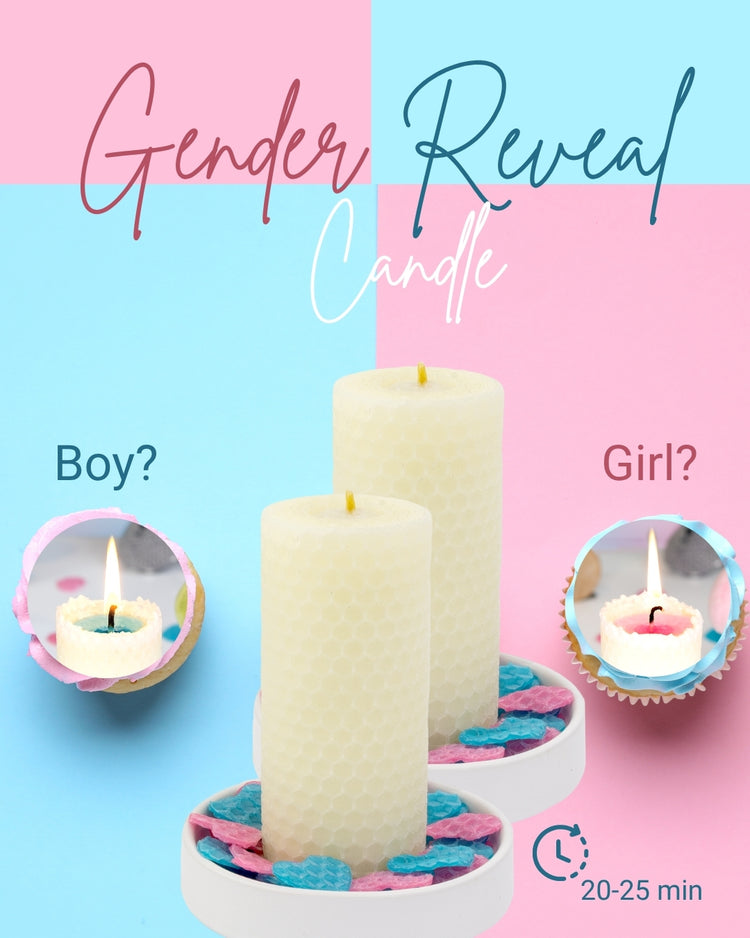 Babyshower Gender Reveal Kerze Bienenwachs Geschenk Mädchen Junge