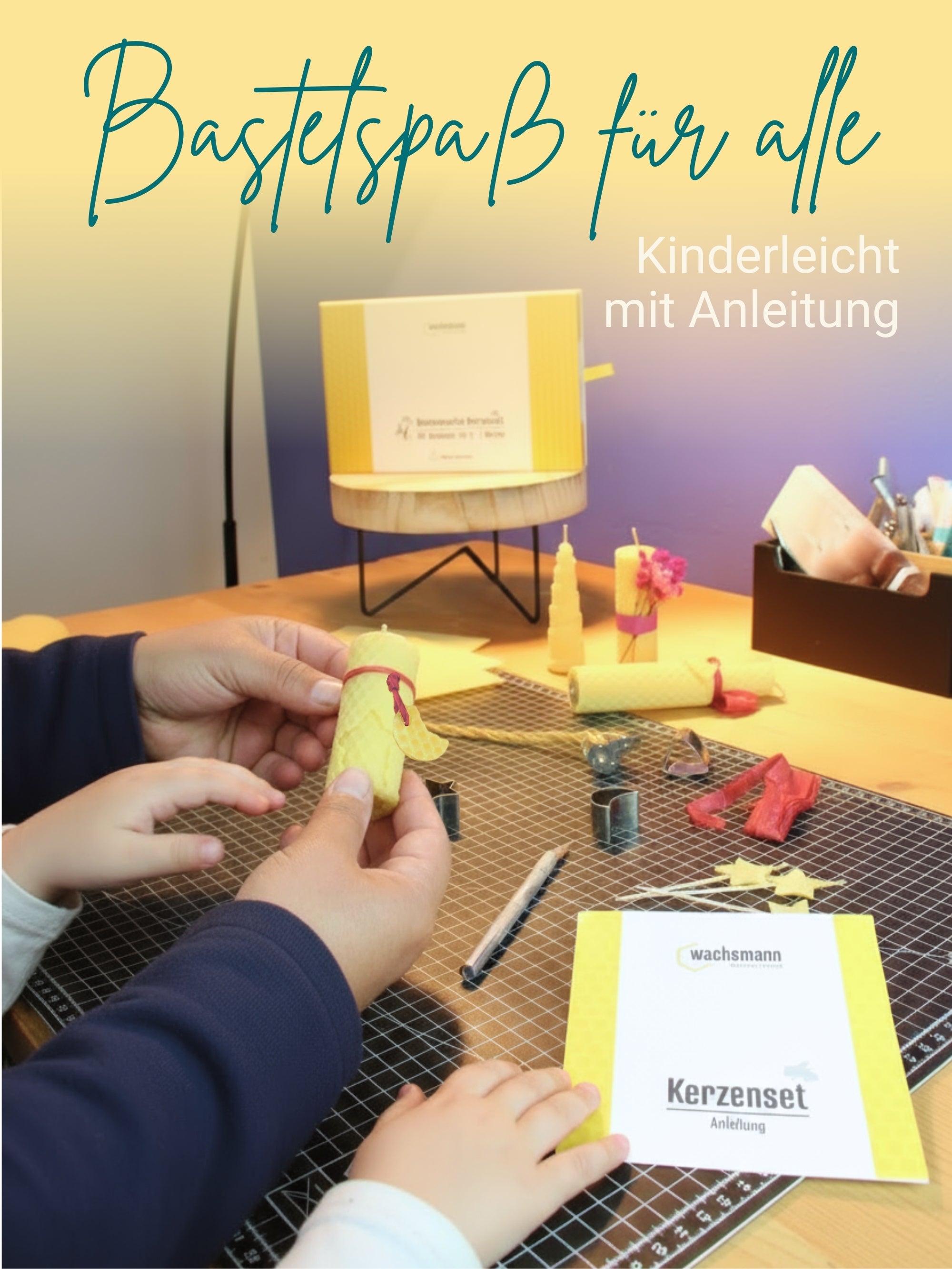 Bienenwachskerzen DIY-Set für 10 Kerzen, gelb, mit Zubehör ,