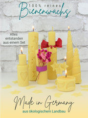 Bienenwachskerzen DIY-Set für 10 Kerzen, gelb, mit Zubehör ,
