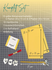 Bienenwachskerzen DIY-Set für 10 Kerzen, gelb, mit Zubehör ,