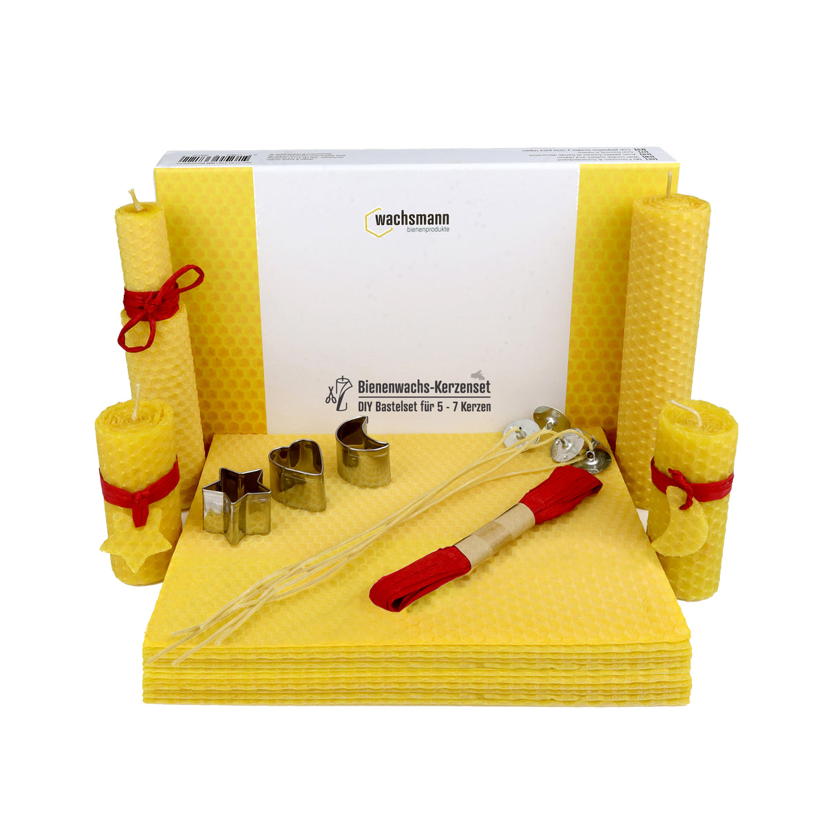Bienenwachskerzen DIY-Set für 10 Kerzen, gelb, mit Zubehör ,
