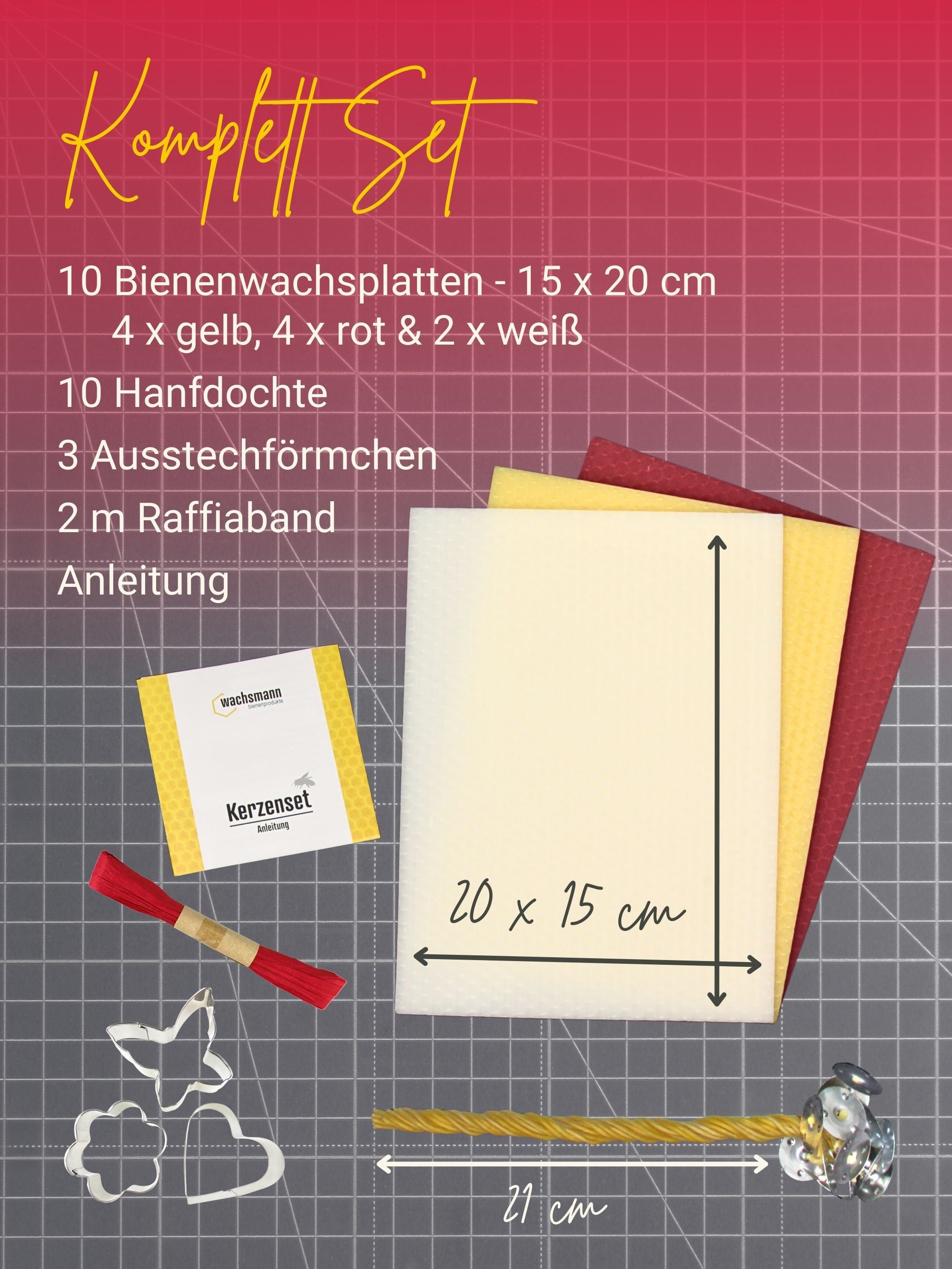 Bienenwachskerzen DIY-Set für 10 Kerzen, bunt, mit Zubehör ,