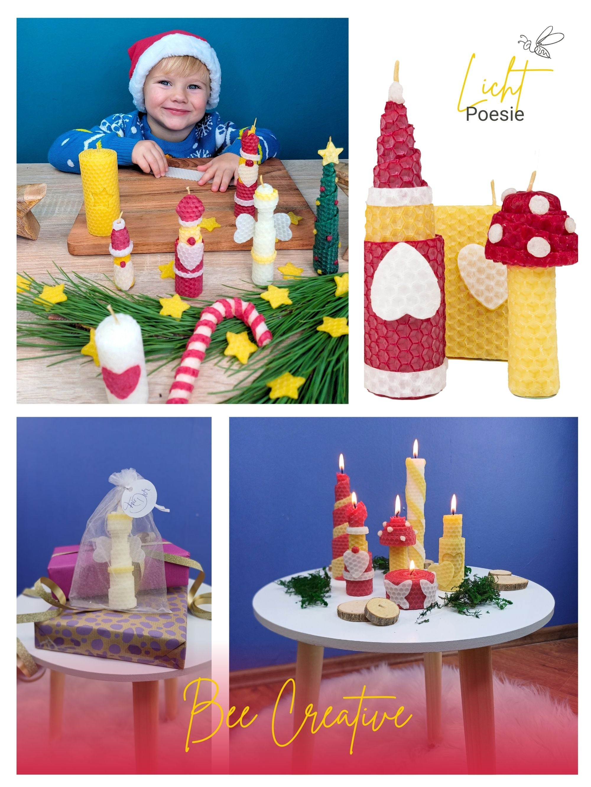 Bienenwachskerzen DIY-Set für 10 Kerzen, bunt, mit Zubehör ,