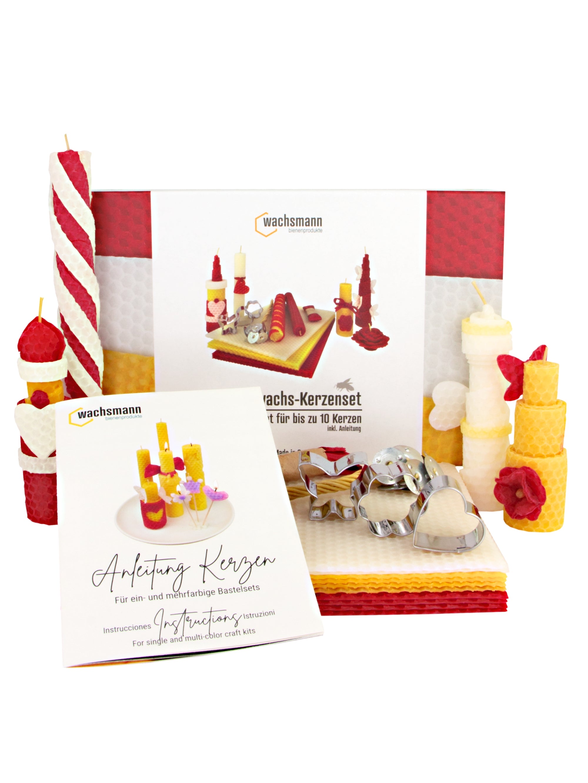 Bienenwachskerzen DIY-Set für 10 Kerzen, bunt, mit Zubehör ,