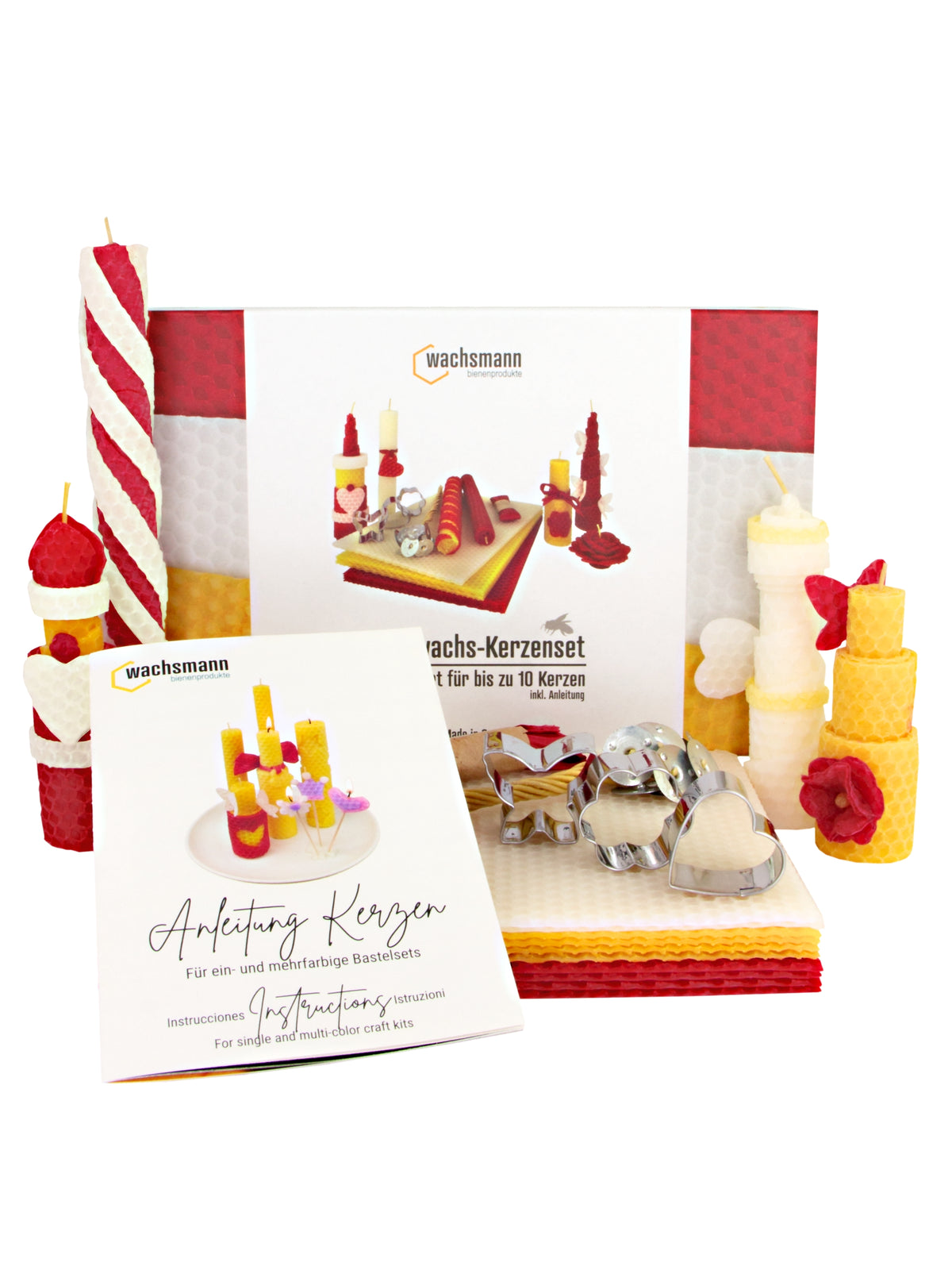 Bienenwachskerzen DIY-Set für 10 Kerzen, bunt, mit Zubehör ,