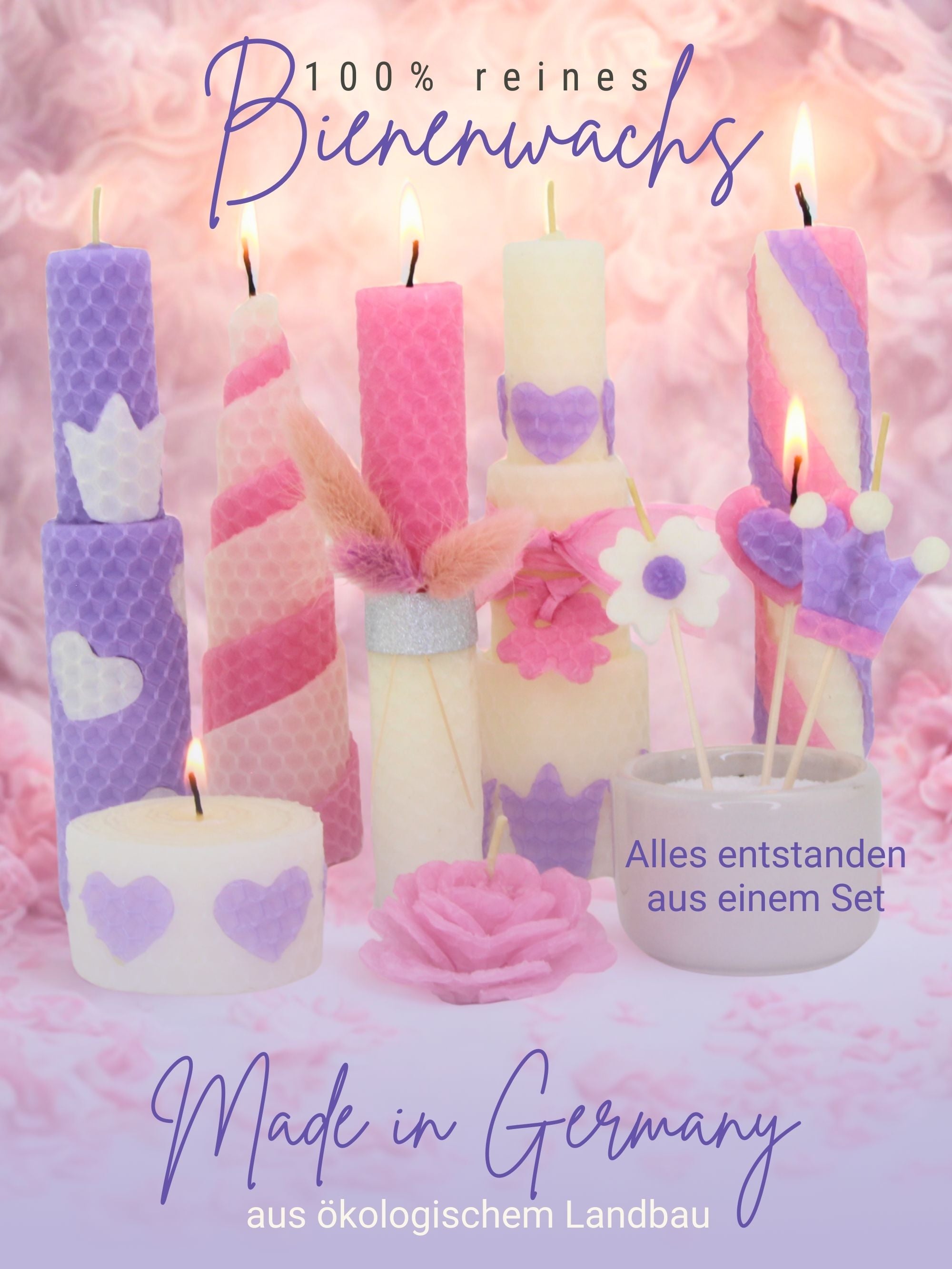 Bienenwachskerzen DIY-Set für 10 Kerzen, „Celebration“, mit Zubehör ,