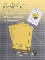 Bienenwachskerzen selber machen - Komplettset für 15 Kerzen , Gelb