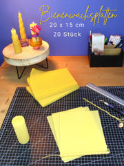 Bienenwachsplatten, 20 Stück, 15 x 20 cm, Wachsplatten aus Deutschland , Gelb