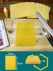 Bienenwachsplatten, 20 Stück, 15 x 20 cm, Wachsplatten aus Deutschland , Gelb