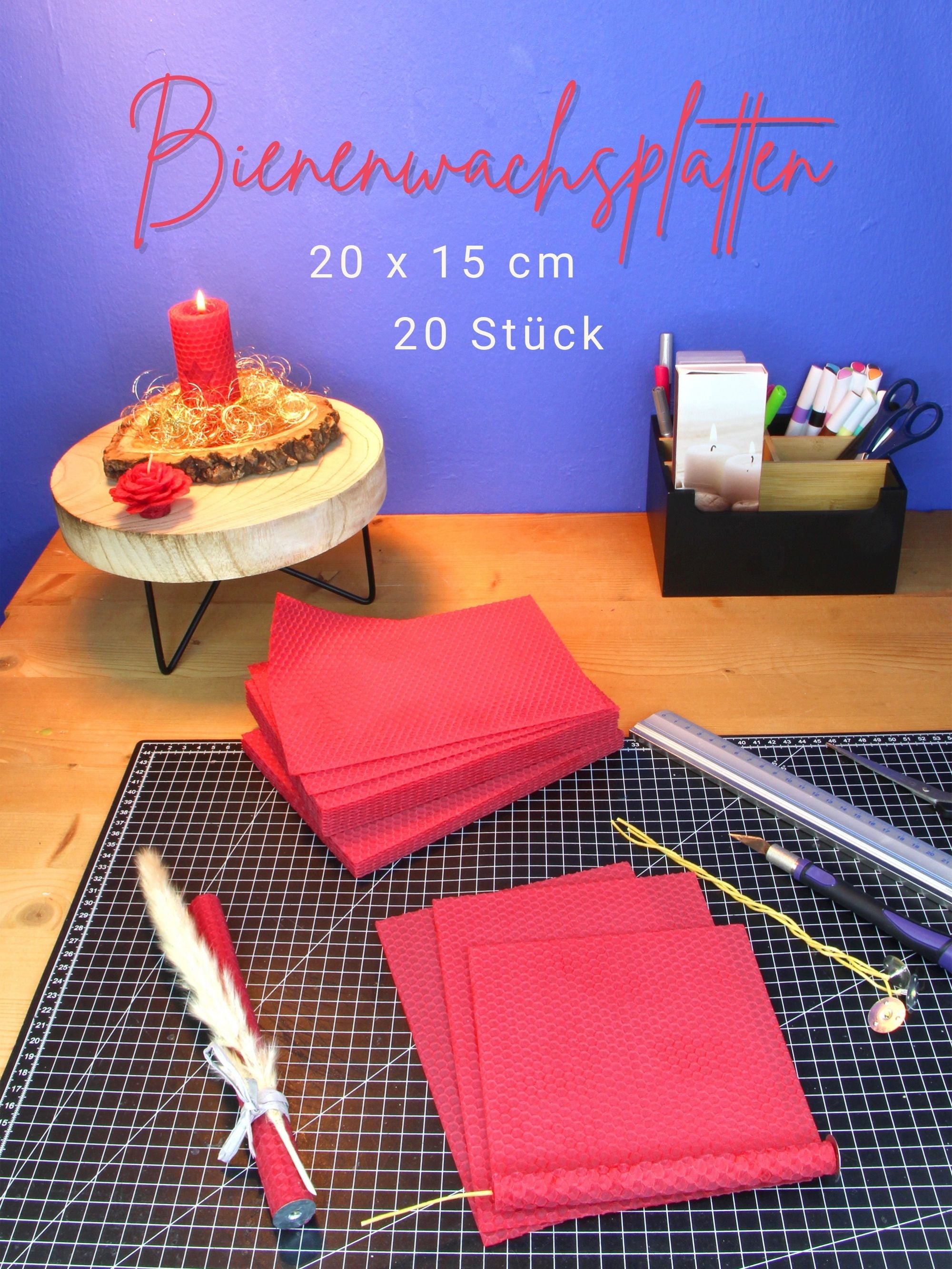 Bienenwachsplatten, 20 Stück, 15 x 20 cm, Wachsplatten aus Deutschland , Rot