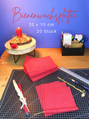 Bienenwachsplatten, 20 Stück, 15 x 20 cm, Wachsplatten aus Deutschland , Rot