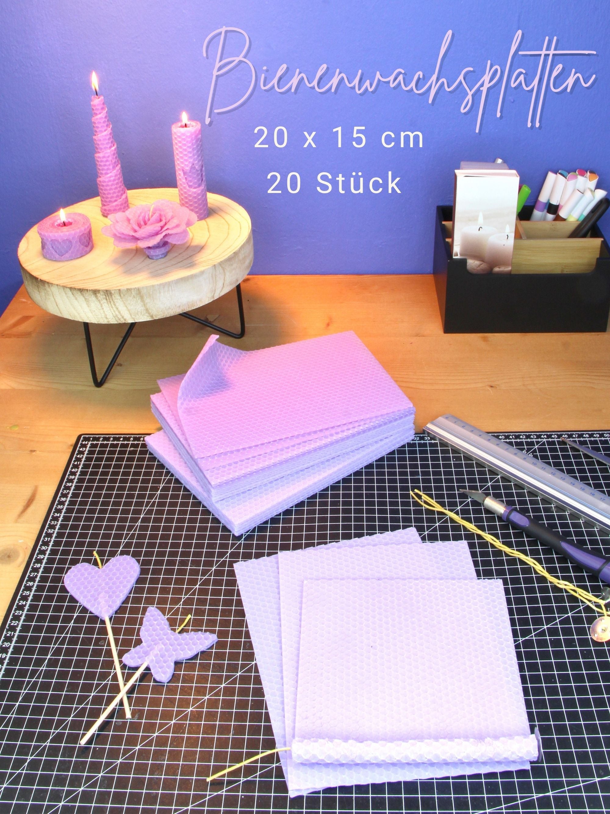 Bienenwachsplatten, 20 Stück, 15 x 20 cm, Wachsplatten aus Deutschland , Flieder