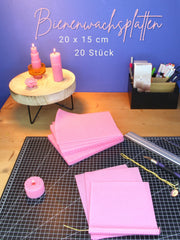 Bienenwachsplatten, 20 Stück, 15 x 20 cm, Wachsplatten aus Deutschland , Rosa