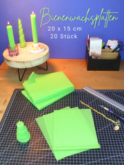 Bienenwachsplatten, 20 Stück, 15 x 20 cm, Wachsplatten aus Deutschland , Hellgrün