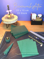 Bienenwachsplatten, 20 Stück, 15 x 20 cm, Wachsplatten aus Deutschland , Dunkelgrün