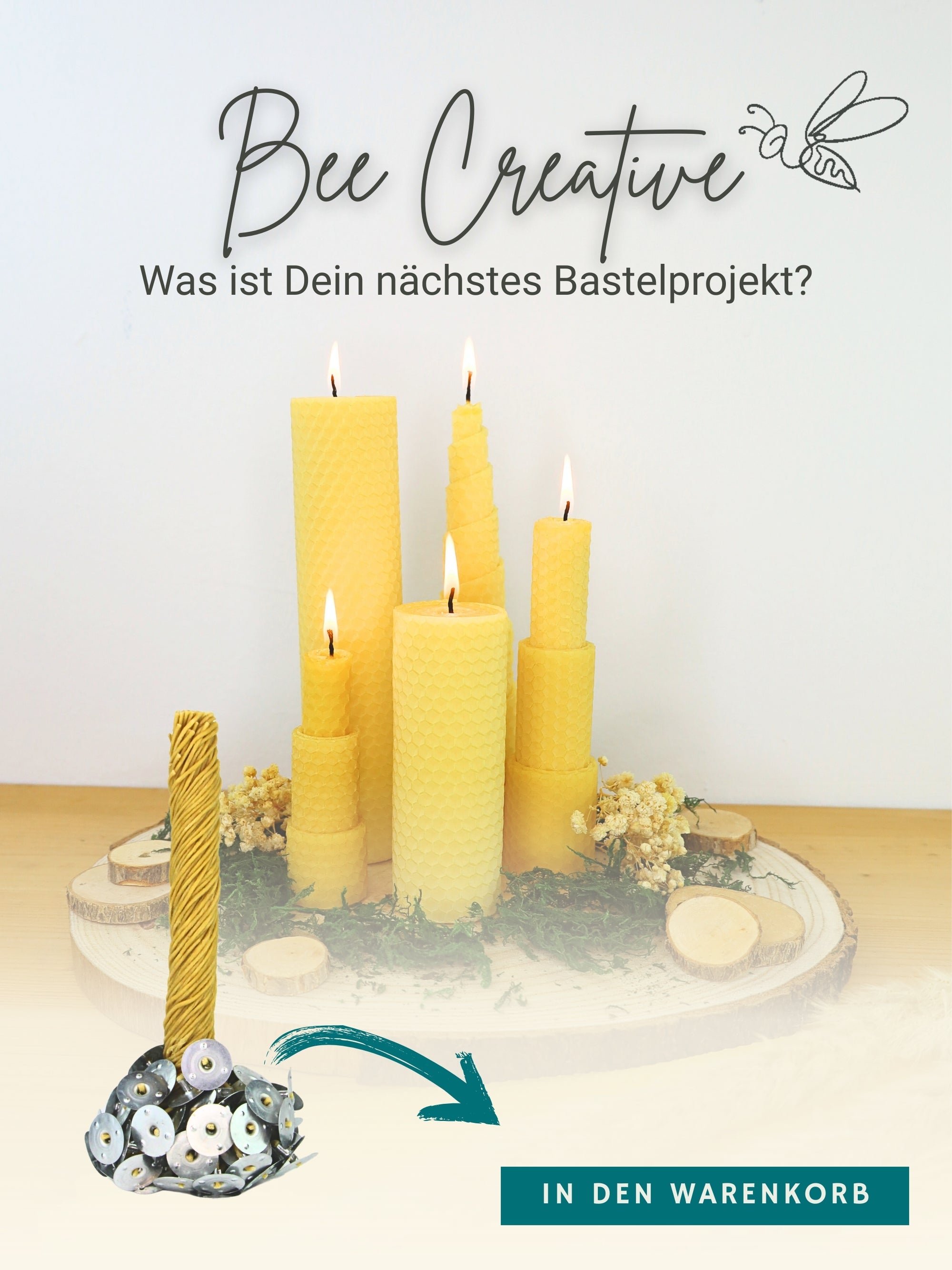 Kerzendochte 100 Stück aus Hanf mit Bienenwachs Mantel und Standfuß , 100 Stück - Ø 1.7 mm Länge 21 cm