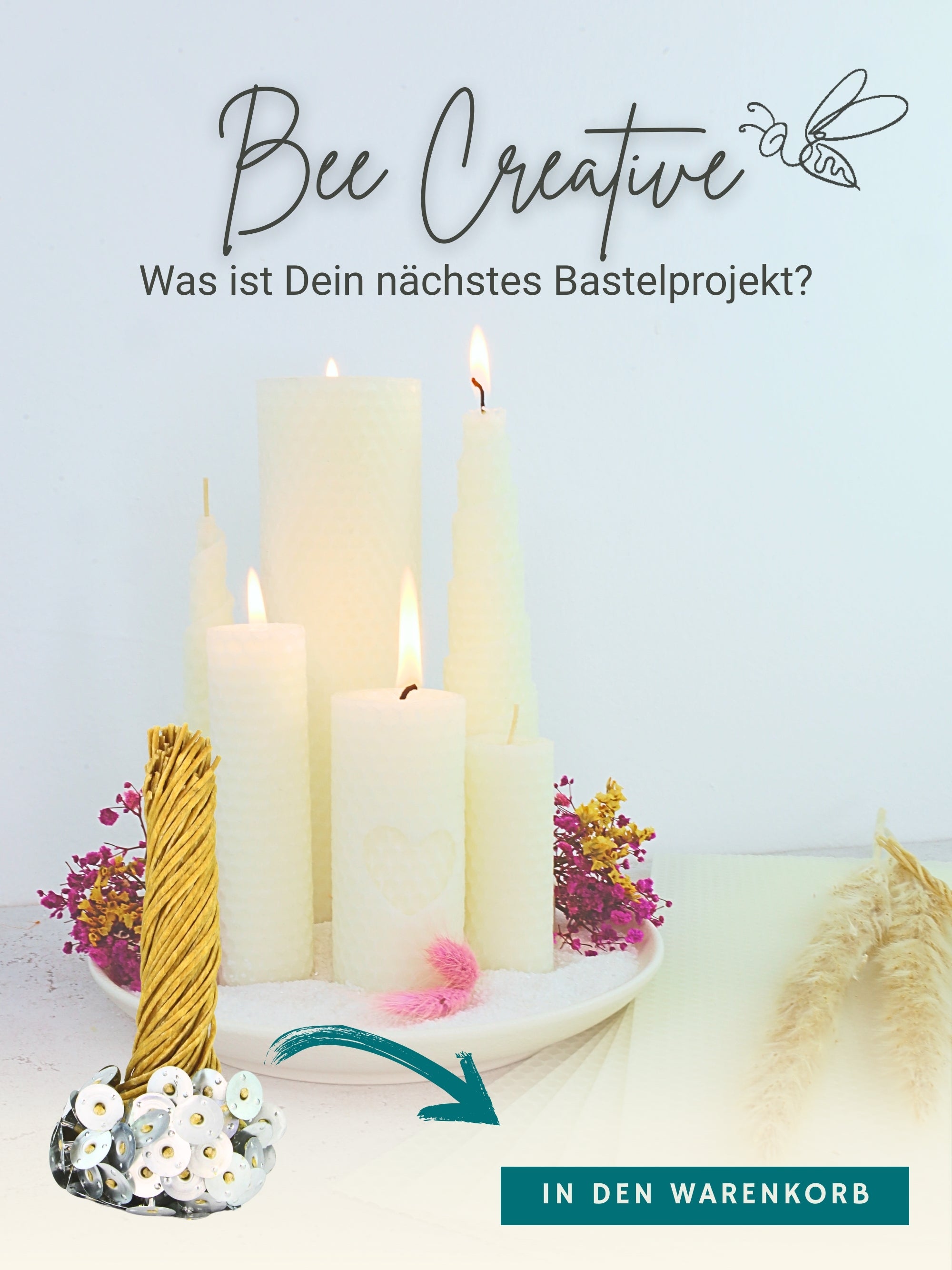 Kerzendochte 100 Stück aus Hanf mit Bienenwachs Mantel und Standfuß , 100 Stück - Ø 3 mm Länge 21 cm