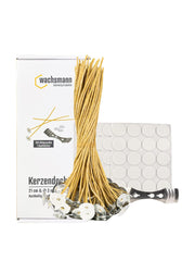 Kerzendochte 100 Stück aus Hanf mit Bienenwachs Mantel und Standfuß , 100 Stück - Ø 3 mm Länge 21 cm