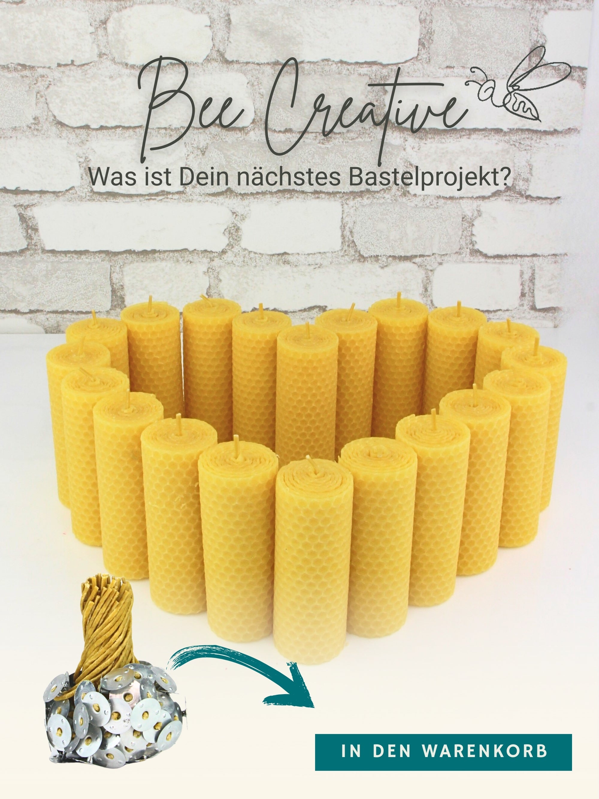 Kerzendochte 100 Stück aus Hanf mit Bienenwachs Mantel und Standfuß , 100 Stück - Ø 3 mm Länge 11 cm