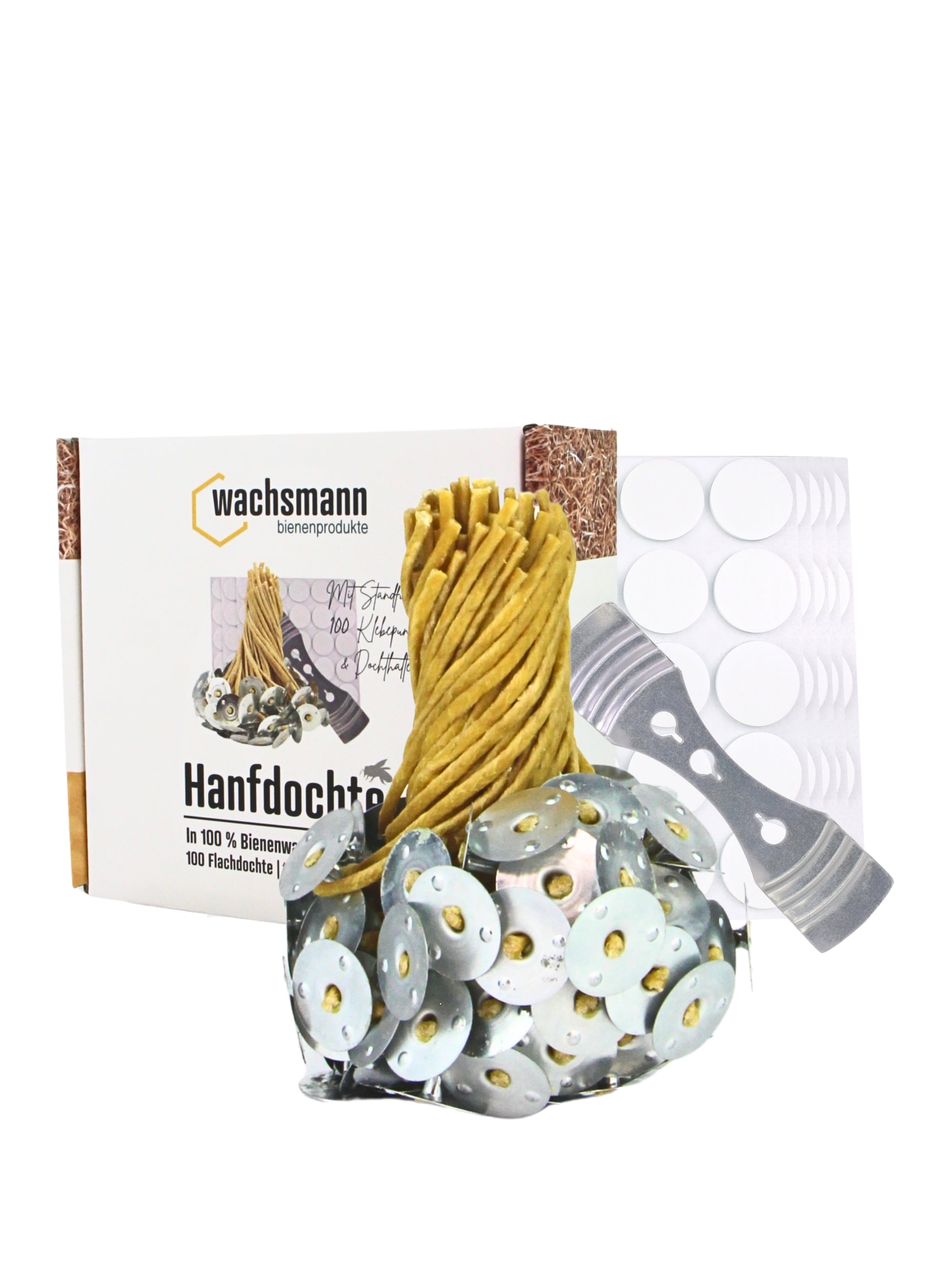 Kerzendochte 100 Stück aus Hanf mit Bienenwachs Mantel und Standfuß , 100 Stück - Ø 3 mm Länge 11 cm