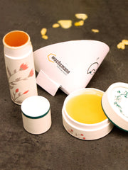 DIY Lippenbalsam Komplett-Set - Bienenwachs, Nilotica Sheabutter, 5 Tiegel & 5 Lippenstift-Hülsen ,