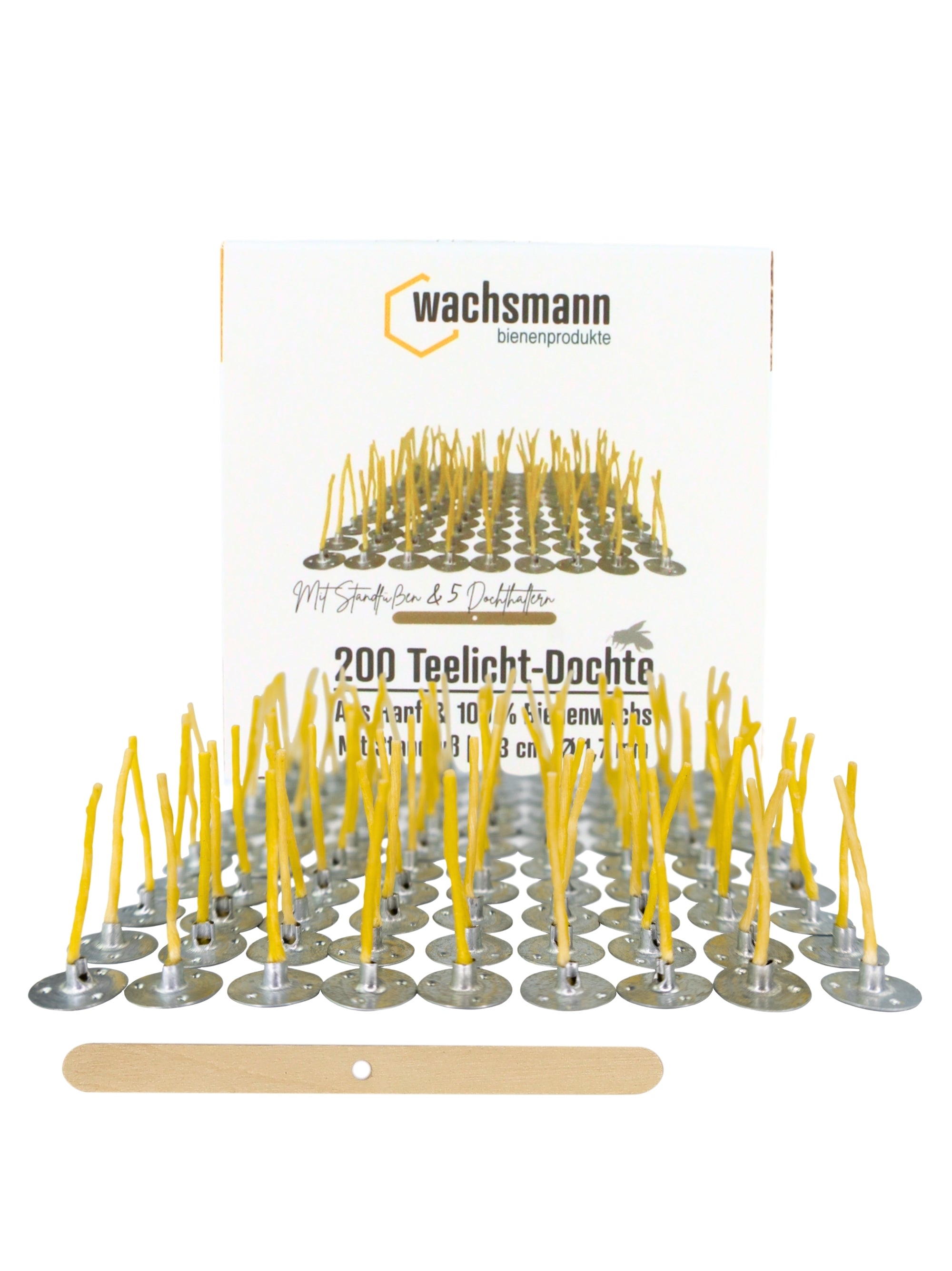 Kerzendochte 100 Stück aus Hanf mit Bienenwachs Mantel und Standfuß , 200 Stück - Ø 1,7 mm Länge 3 cm