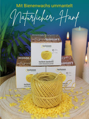 Hanfdocht in Spenderbox, 62 m, 1 mm Durchmesser, in Bienenwachs getränkt ,