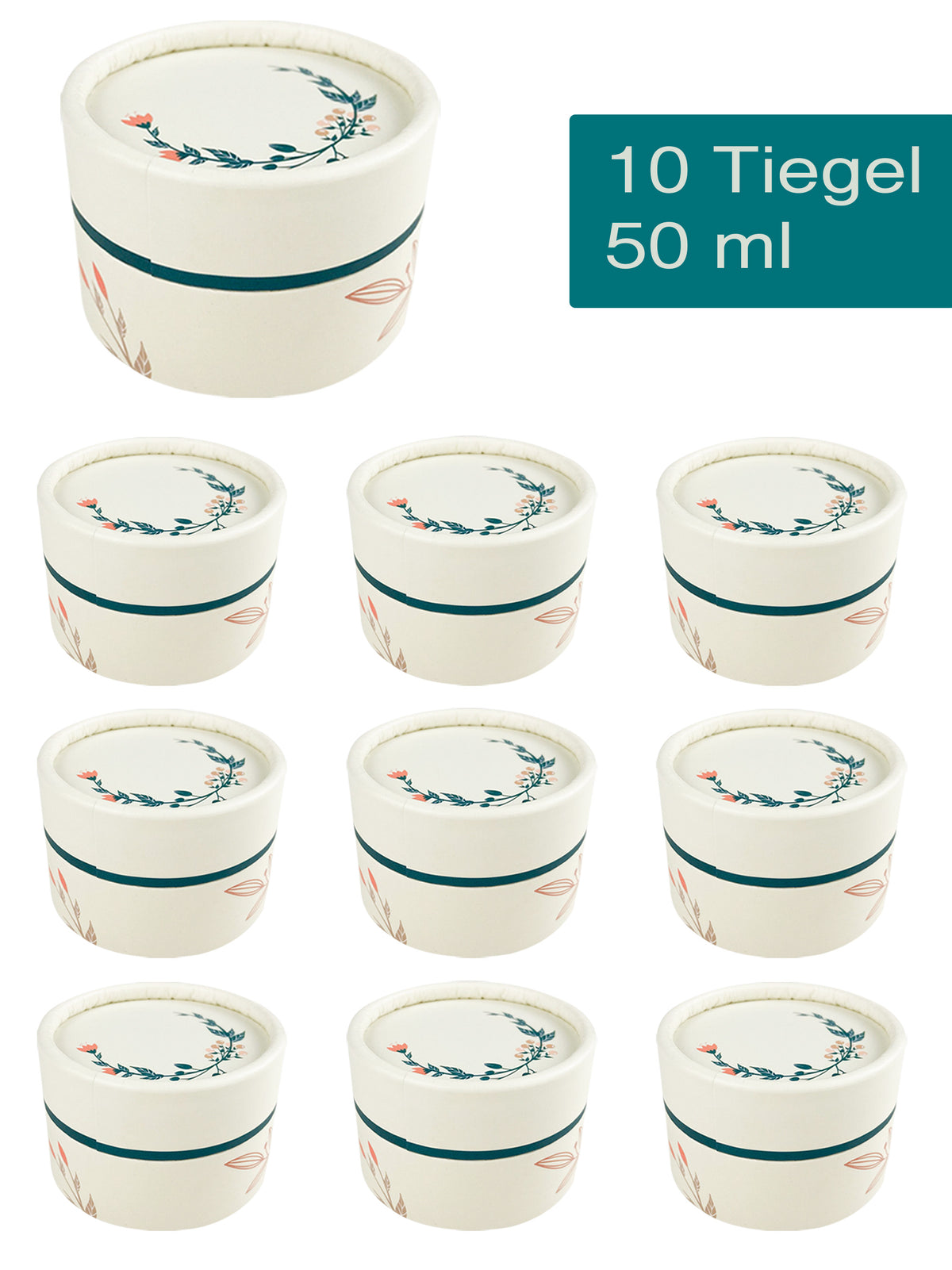 Kosmetiktiegel, Lippenbalsam Cremedosen leer aus Pappe , 50 ml - 10 Stück