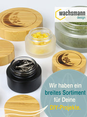Glastiegel matt, mit Bambusdeckel, inklusive Geschenkverpackung , 5 ml 5 Stück