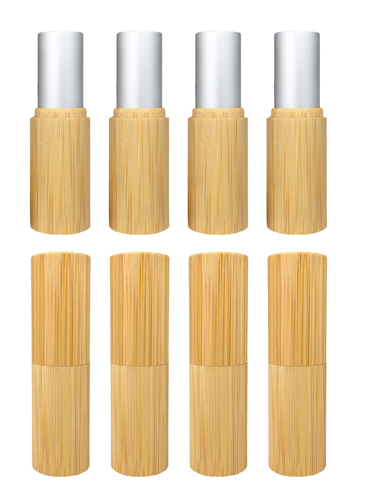 Lippenstifthülsen leer aus Bambus, 8 Stück, 4,5 ml, wiederverwendbar