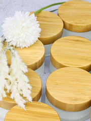 Glastiegel matt, mit Bambusdeckel - 20 Stück , 20 ml 20 Stück