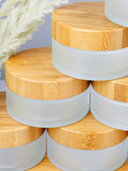 Glastiegel matt, mit Bambusdeckel - 20 Stück , 20 ml 20 Stück