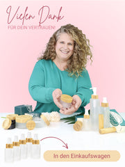 Glasflaschen leer mit Sprühkopf, Frosted Glas, Bambusdeckel graviert , 30 ml - 5 Stück