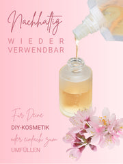 Glasflaschen leer mit Sprühkopf, Frosted Glas, Bambusdeckel graviert , 30 ml - 5 Stück