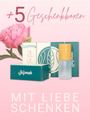 Glasflaschen leer mit Sprühkopf, Frosted Glas, Bambusdeckel graviert , 30 ml - mit Bambusdeckel - 5 Stück