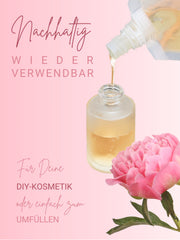 Glasflaschen leer mit Sprühkopf, Frosted Glas, Bambusdeckel graviert , 30 ml - mit Bambusdeckel - 5 Stück
