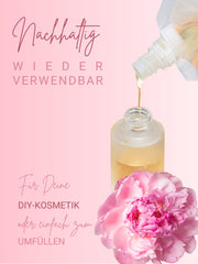 Glasflaschen leer mit Sprühkopf, Frosted Glas, Bambusdeckel graviert , 100 ml - 3 Stück
