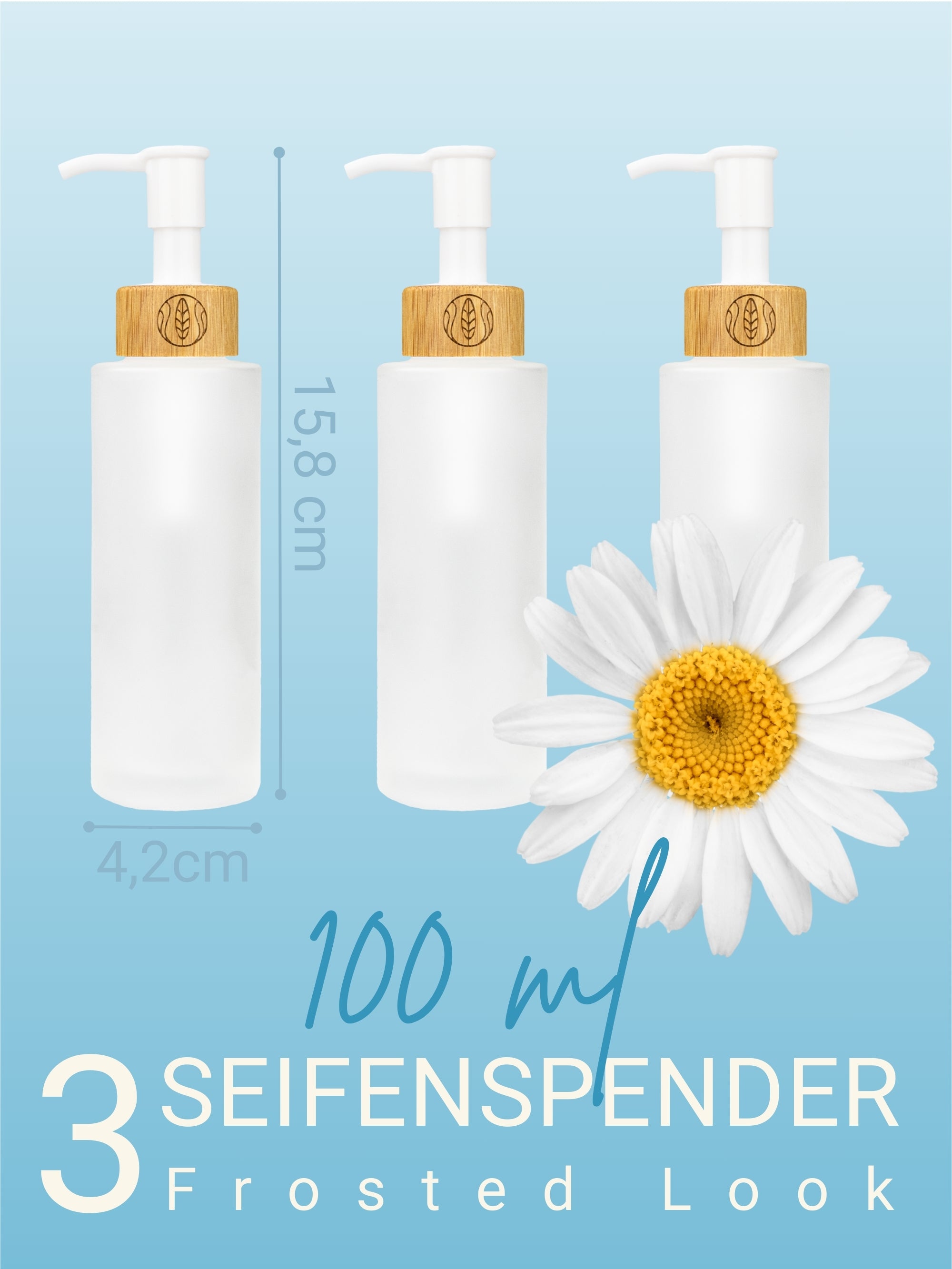 Glasflaschen mit Seifenspender, 100 ml oder 150 ml, mit Geschenkverpackung , 100 ml - 3 Stück