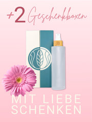 Glasflaschen leer mit Sprühkopf, Frosted Glas, Bambusdeckel graviert , 150 ml - 2 Stück