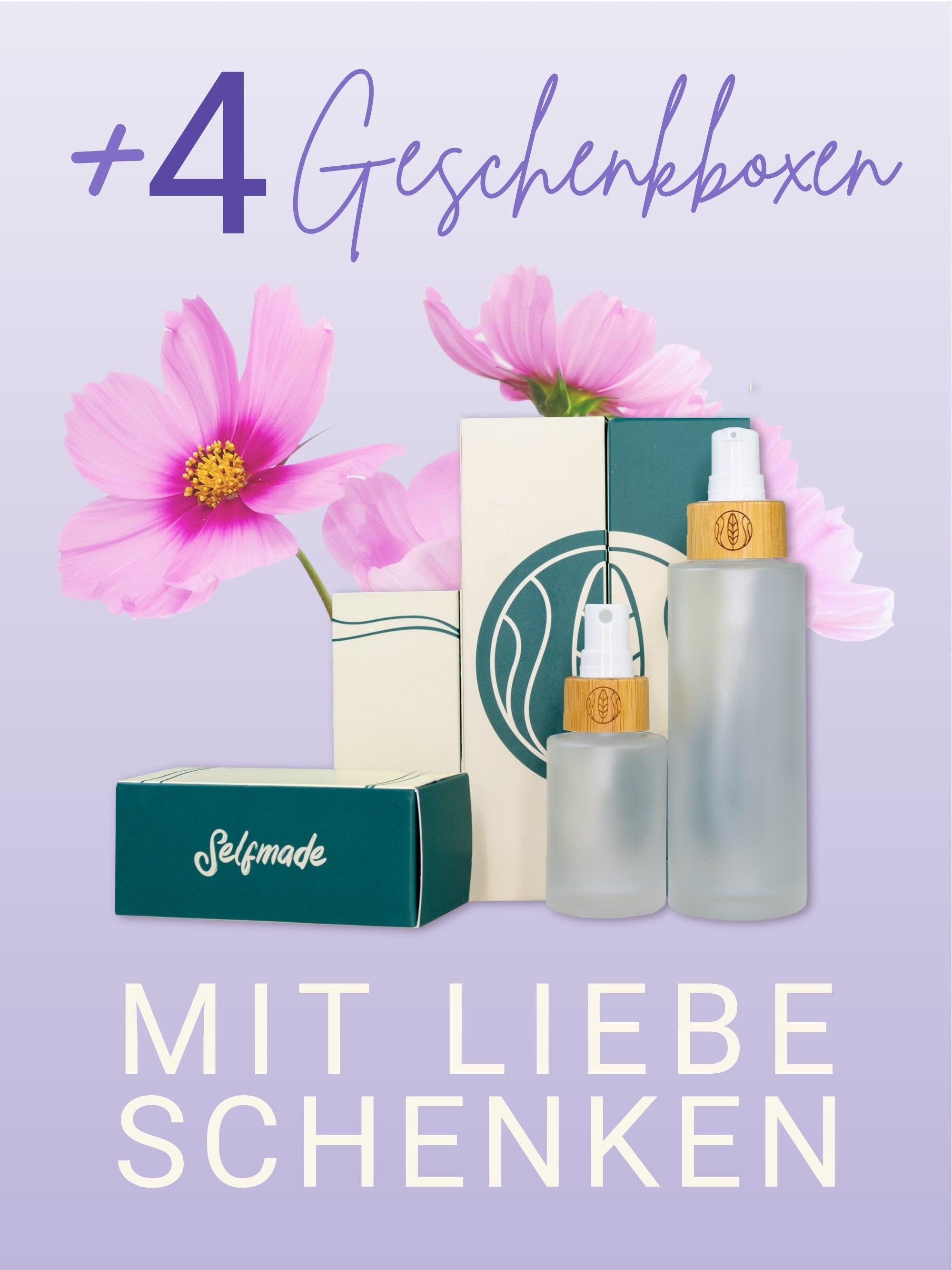 Glasflaschen SET 30 ml Sprühkopf + 100 ml Lotionsspender, je 2 Stück ,