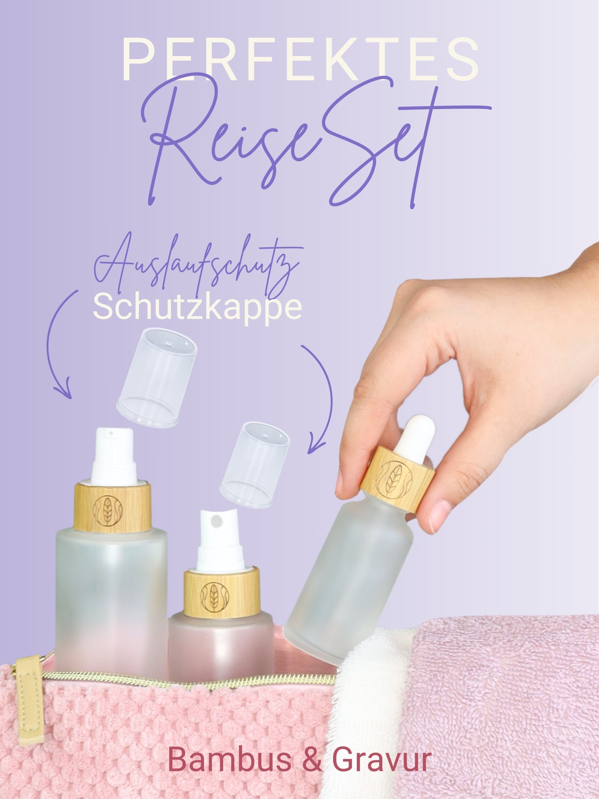 Glasflaschen SET 30 ml Sprühkopf + 100 ml Lotionsspender, je 2 Stück ,