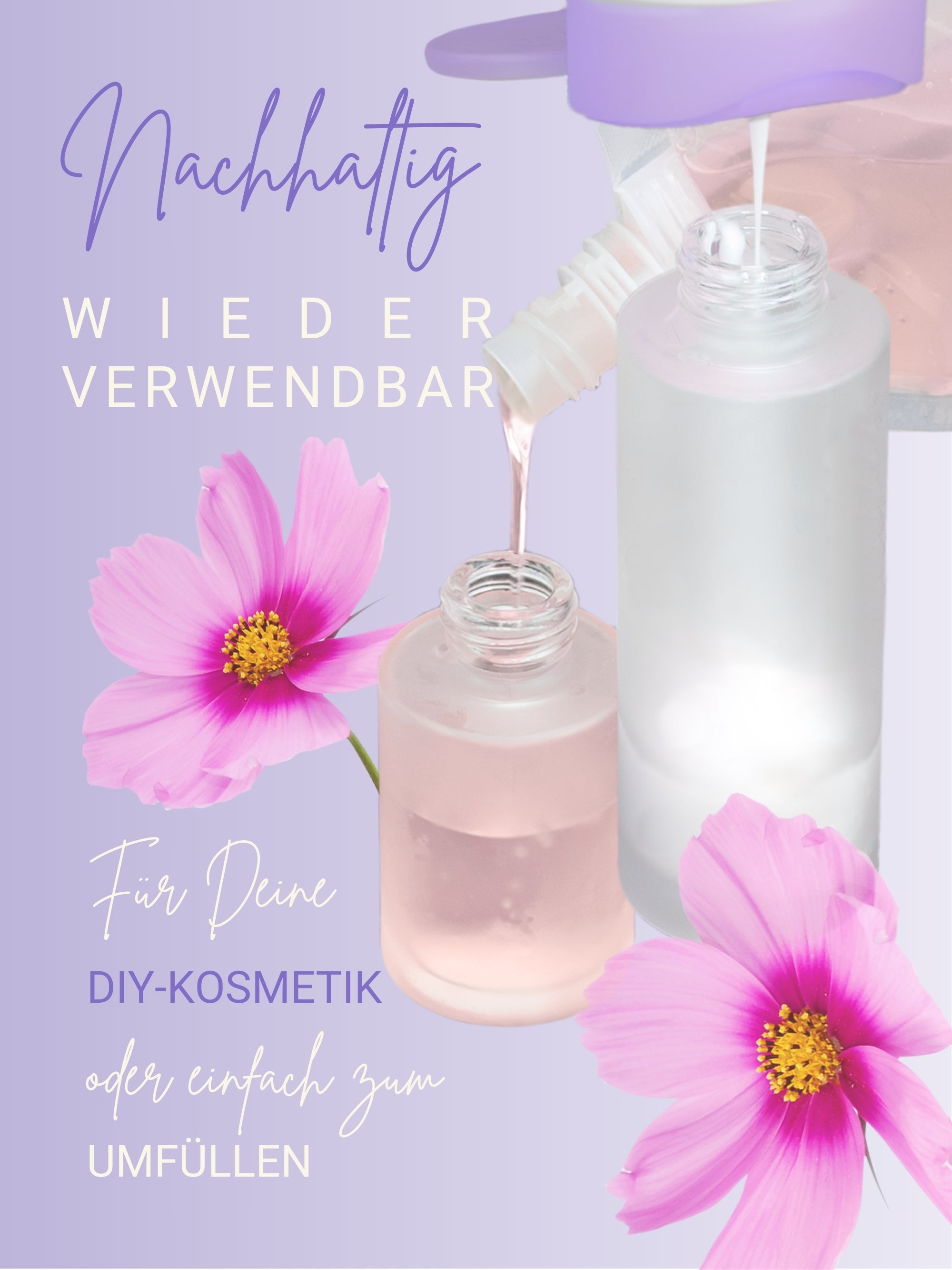 Glasflaschen SET 30 ml Sprühkopf + 100 ml Lotionsspender, je 2 Stück ,