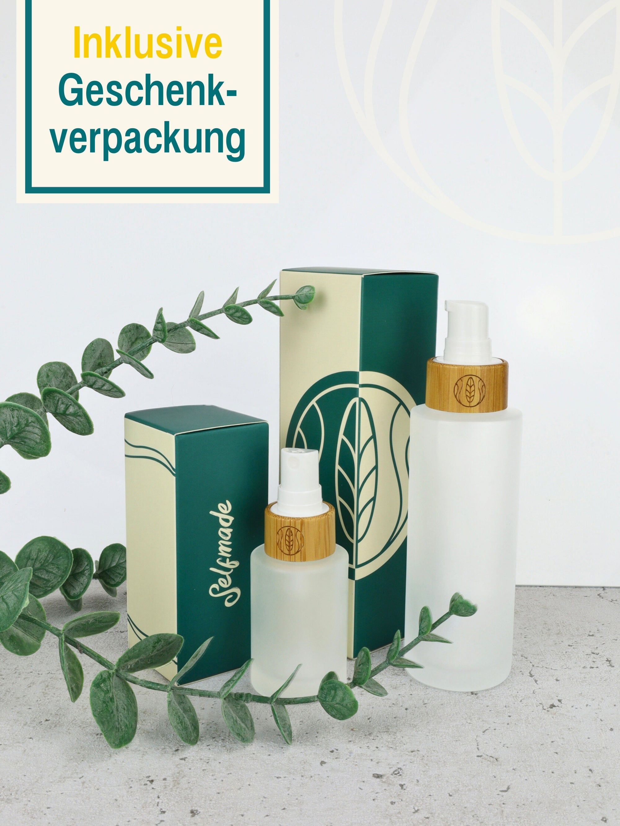 Glasflaschen SET 30 ml Sprühkopf + 100 ml Lotionsspender, je 2 Stück
